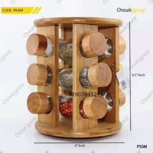 360 Degree Wooden 12 Pcs Spice Rack Set round