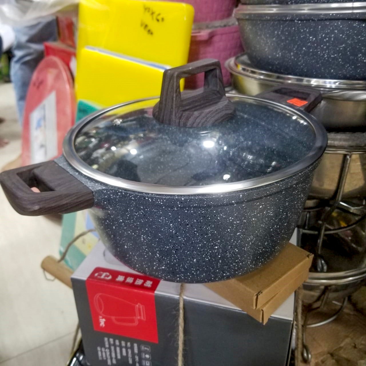 Kiam Granite Marble Coating Nonstick Sospan 24cm 1460TK 28cm 1610TK induction bottom