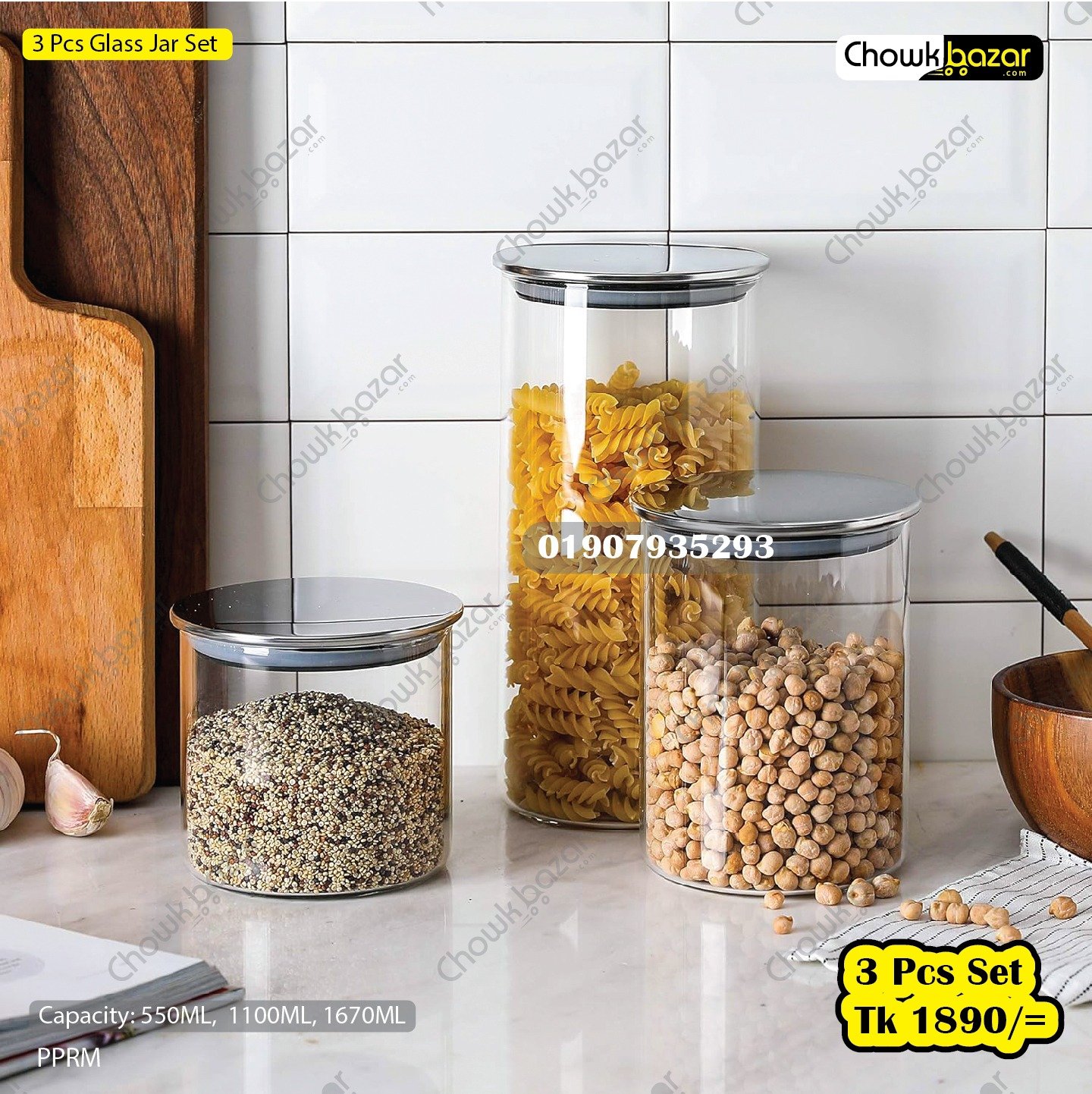 3 Pcs Glass Jar Set 01