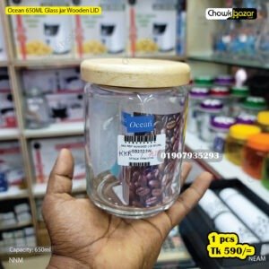 Ocean 650ML Glass jar Wooden LID
