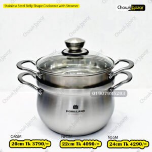 Stainless Steel Belly Shape Cookware with Steamer