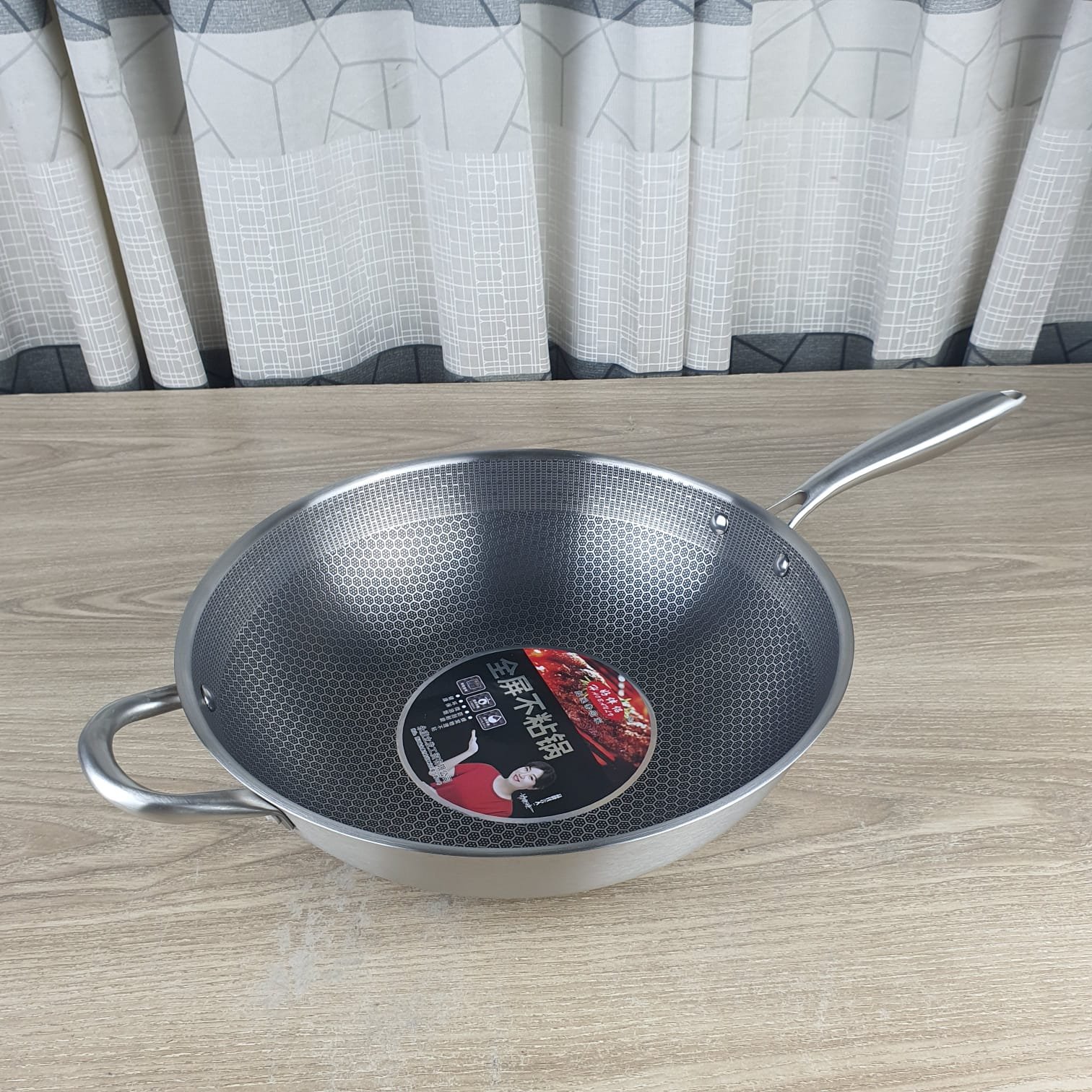 34cm One Handle Stainless Steel Wokpan Deep 3.5 Inch 1750tk 2490tk
