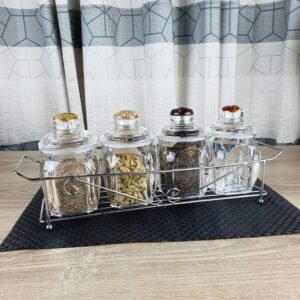 4 Pcs Acrylic Spice Jar Set With Stand