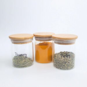 500ml Airtight Glass Jar With Bambbo Lid (Ah)
