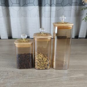 Golden glass Jar Daimond Lid