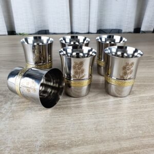 6 Pcs Stainless Steel Indian Water Glass Set