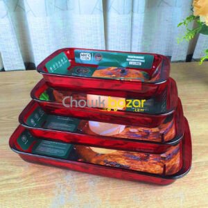 4 Pcs Rectagular Serving Dish Red (ISW)