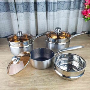 Stainless steel milk pan with steam