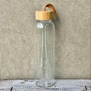 Wooden Lid Glass water bottle