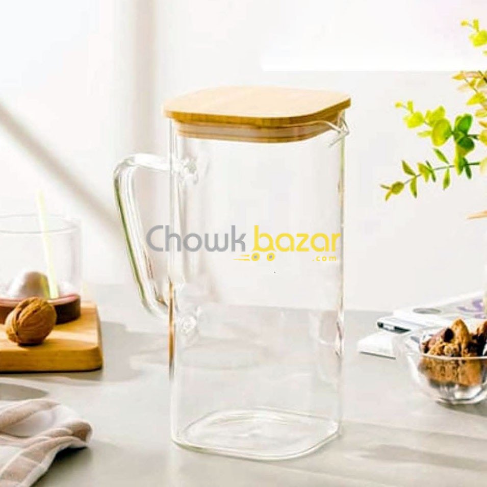Borosilicate Jug with Woodwn lid