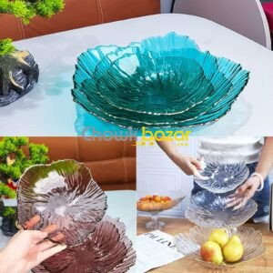 Flower Shape Crystal Glass Fruit Plate 00729